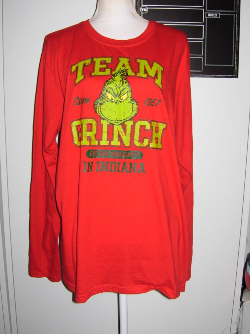 Extra Naughty In Indiana Grinch Long Sleeve T-Shirt L